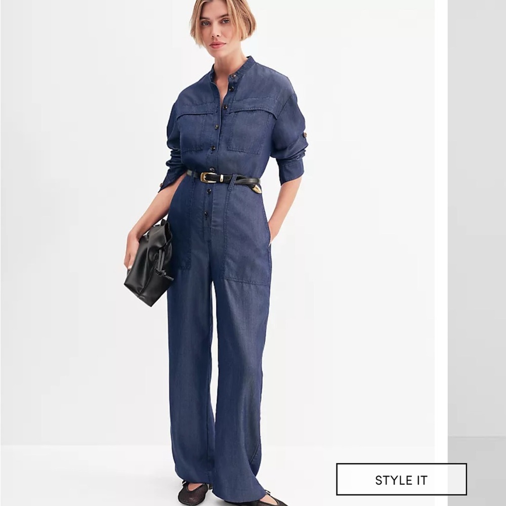 Ann Taylor Blue Jumpsuit with Wrap Top and Wide Legs-brand new with tags !💕 - Picture 2 of 12